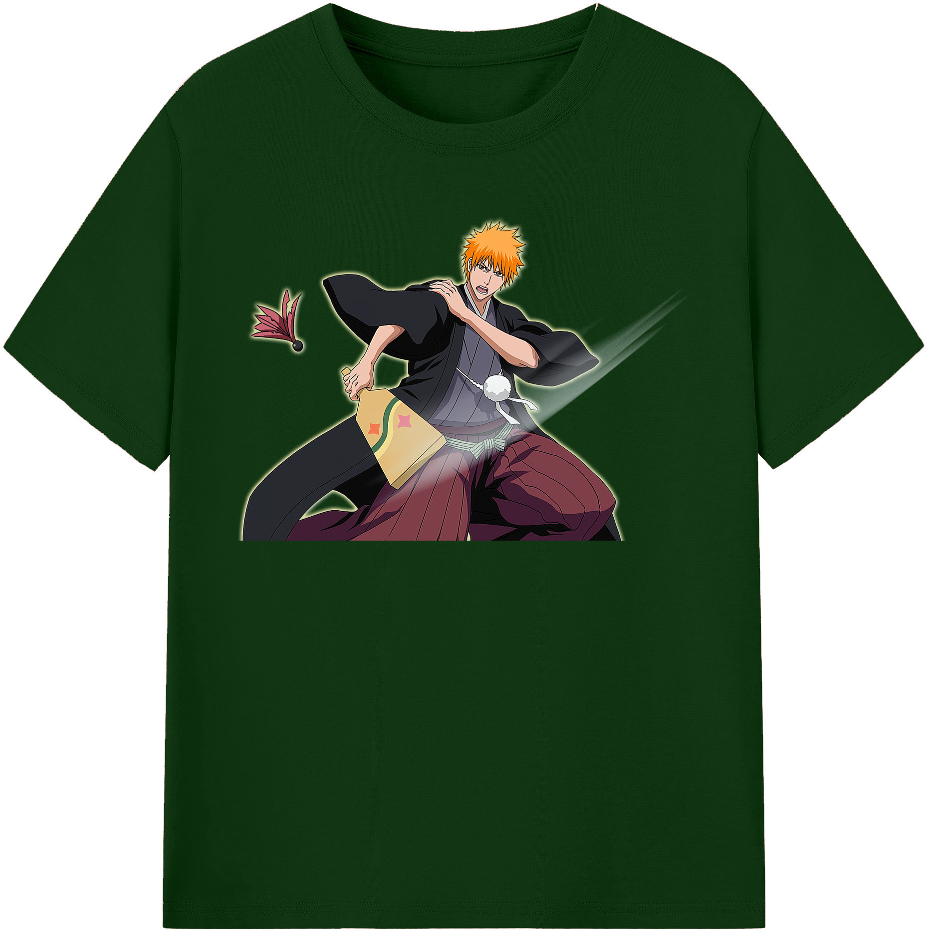 （画像用） ブリーチ 黒崎一護（くろさき いちご）BLEACH Kurosaki Ichigo 綿100％半袖Tシャツ（フロントプリント）